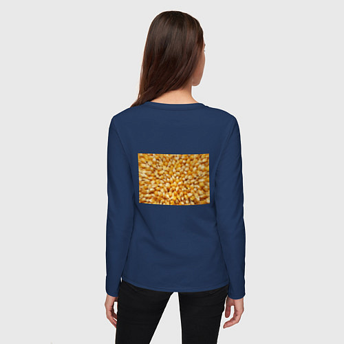Женский лонгслив Трансформация зерен в объемные столбы / Тёмно-синий – фото 4