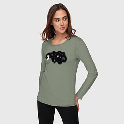 Лонгслив хлопковый женский Космос в волосах, цвет: авокадо — фото 2