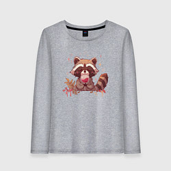 Лонгслив хлопковый женский Енот и вино, цвет: меланж