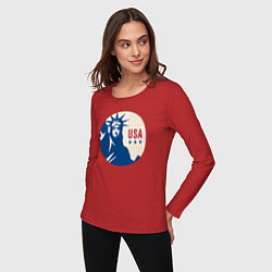 Лонгслив хлопковый женский Liberty USA, цвет: красный — фото 2