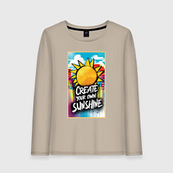 Лонгслив хлопковый женский Create your own sunshine, цвет: миндальный