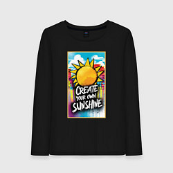 Лонгслив хлопковый женский Create your own sunshine, цвет: черный