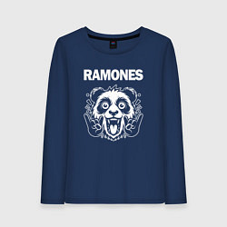Лонгслив хлопковый женский Ramones rock panda, цвет: тёмно-синий