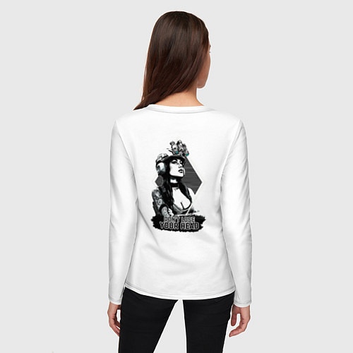 Женский лонгслив Dont lose your head - military girl / Белый – фото 4