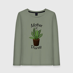 Лонгслив хлопковый женский Mother of plants - Папоротник, цвет: авокадо