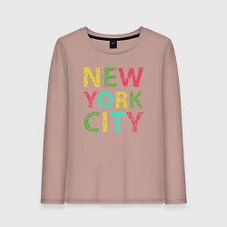 Лонгслив хлопковый женский New York city colors, цвет: пыльно-розовый