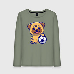 Лонгслив хлопковый женский Бульдог футболист, цвет: авокадо