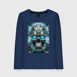 Женский лонгслив Electrified cyber skull - ai art fantasy
