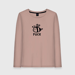Лонгслив хлопковый женский Милая веселая пчелка улыбается f*ck, цвет: пыльно-розовый