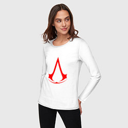 Лонгслив хлопковый женский Red logo of assassins, цвет: белый — фото 2