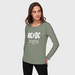 Лонгслив хлопковый женский AC DC - You shook me all night long 1980, цвет: авокадо — фото 2