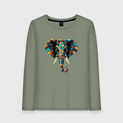 Женский лонгслив Голова слона в мозайку