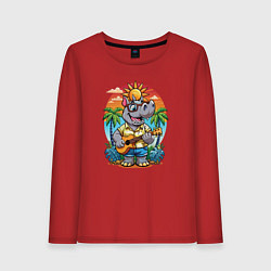 Женский лонгслив Носорог играет на гитаре жарким летом