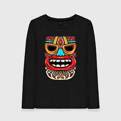 Лонгслив хлопковый женский Tiki mask, цвет: черный