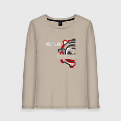 Лонгслив хлопковый женский Red Flag - Industrial logo, цвет: миндальный