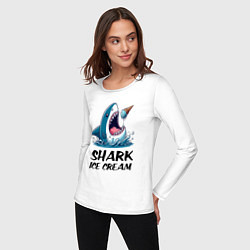 Лонгслив хлопковый женский Shark ice cream - ai art, цвет: белый — фото 2