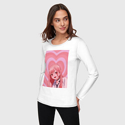 Лонгслив хлопковый женский Марин Китагава: Сердца, цвет: белый — фото 2