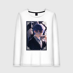 Женский лонгслив Тёмный дворецкий Сиэль Фантомхайв пьет чай