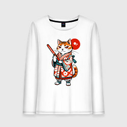 Женский лонгслив Кошечка в кимоно в японском стиле