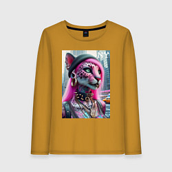 Женский лонгслив Панк девушка-леопард в татухах в Нью-Йорке