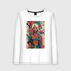 Женский лонгслив Белокурая индейская девушка в японском кимоно - жи