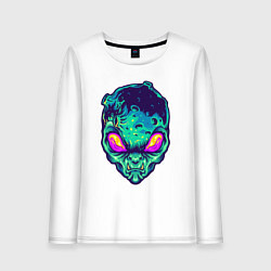 Лонгслив хлопковый женский Лунный пришелец, цвет: белый