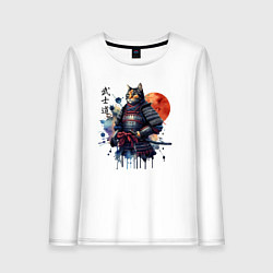 Женский лонгслив Cat samurai - bushido ai art