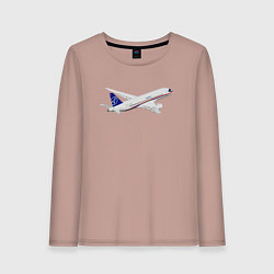 Лонгслив хлопковый женский Опытный самолет SJ-100 ВС 95157, цвет: пыльно-розовый