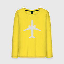 Лонгслив хлопковый женский Белый облик самолета SJ-100, цвет: желтый