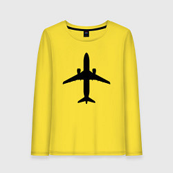 Лонгслив хлопковый женский Черный облик самолета SJ-100, цвет: желтый