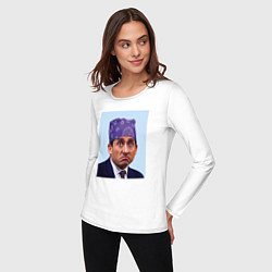 Лонгслив хлопковый женский Michael Scott - Prison mike the office meme, цвет: белый — фото 2