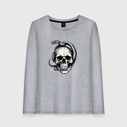 Женский лонгслив Череп со змеёй