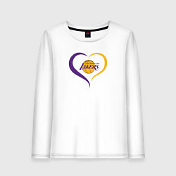 Лонгслив хлопковый женский LA Lakers в сердце, цвет: белый