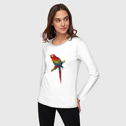 Лонгслив хлопковый женский Попугай ara macaw, цвет: белый — фото 2