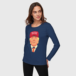 Лонгслив хлопковый женский Trump - America, цвет: тёмно-синий — фото 2