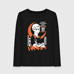 Лонгслив хлопковый женский Haikyuu!! Хаику Волейбол Тсукишима, цвет: черный