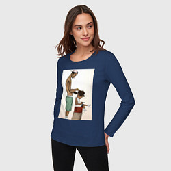 Лонгслив хлопковый женский Парикмахер, цвет: тёмно-синий — фото 2