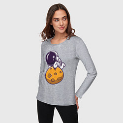 Лонгслив хлопковый женский Отдых на Луне, цвет: меланж — фото 2