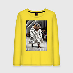 Женский лонгслив Модный капибара манекенщик - дефиле животных