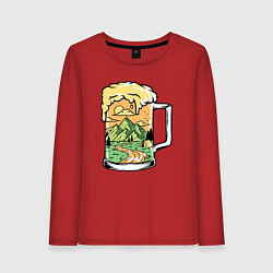 Женский лонгслив Beer nature mountains