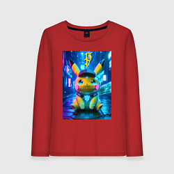 Женский лонгслив Funny neon Pikachu под энергетическим барьером - a