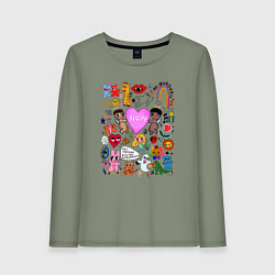 Женский лонгслив Y2K hope heart - cartoon pop art childrens drawing