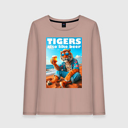 Женский лонгслив Tigers also like beer - ai art fantasy
