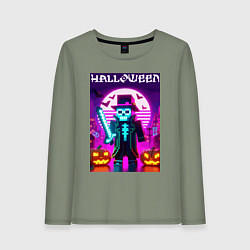 Женский лонгслив Скелет в шляпе с мечом - Майнкрафт