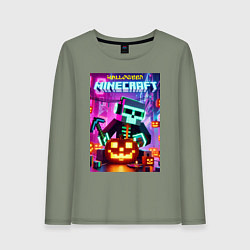 Женский лонгслив Skeleton and pumpkin - neon glow