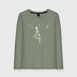 Женский лонгслив Танцующий скелетик