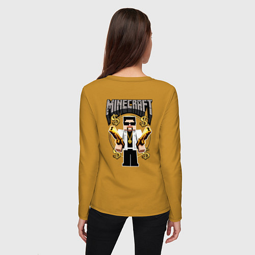 Женский лонгслив Стив из Майнкрафт с золотыми пистолетами / Горчичный – фото 4