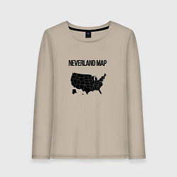 Лонгслив хлопковый женский Neverland map, цвет: миндальный