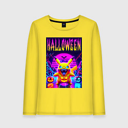 Лонгслив хлопковый женский Pikachu - halloween vaporwave, цвет: желтый