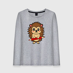 Женский лонгслив Ёжик и красный карандащ